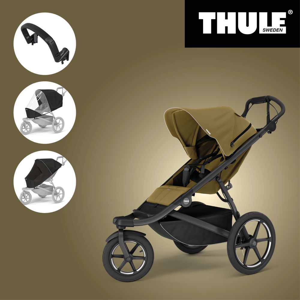 Akční set THULE URBAN GLIDE 3 NUTRIA GREEN + Madlo + Pláštěnka + Moskytiera - 1