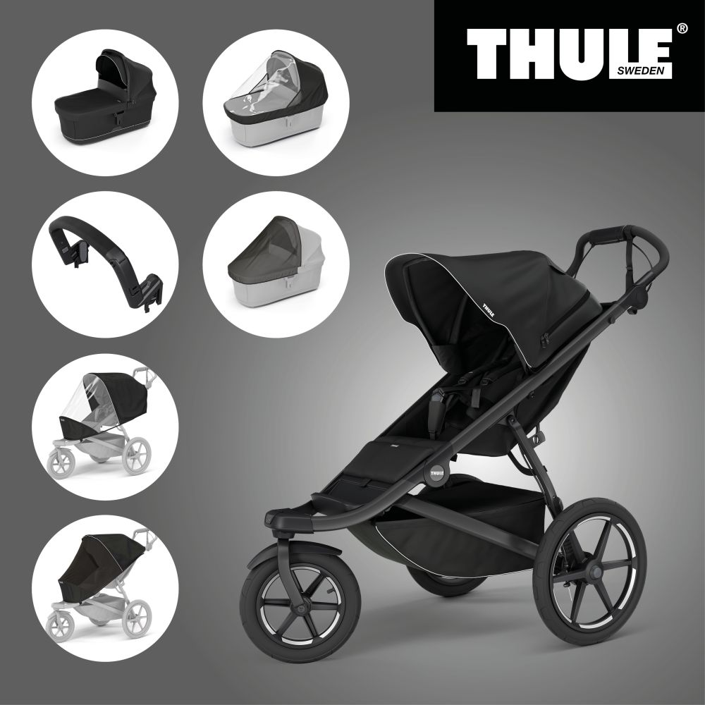 Akční set THULE URBAN GLIDE 3 BLACK SINGLE + Korba + Madlo + Pláštěnky + Moskytiery - 1