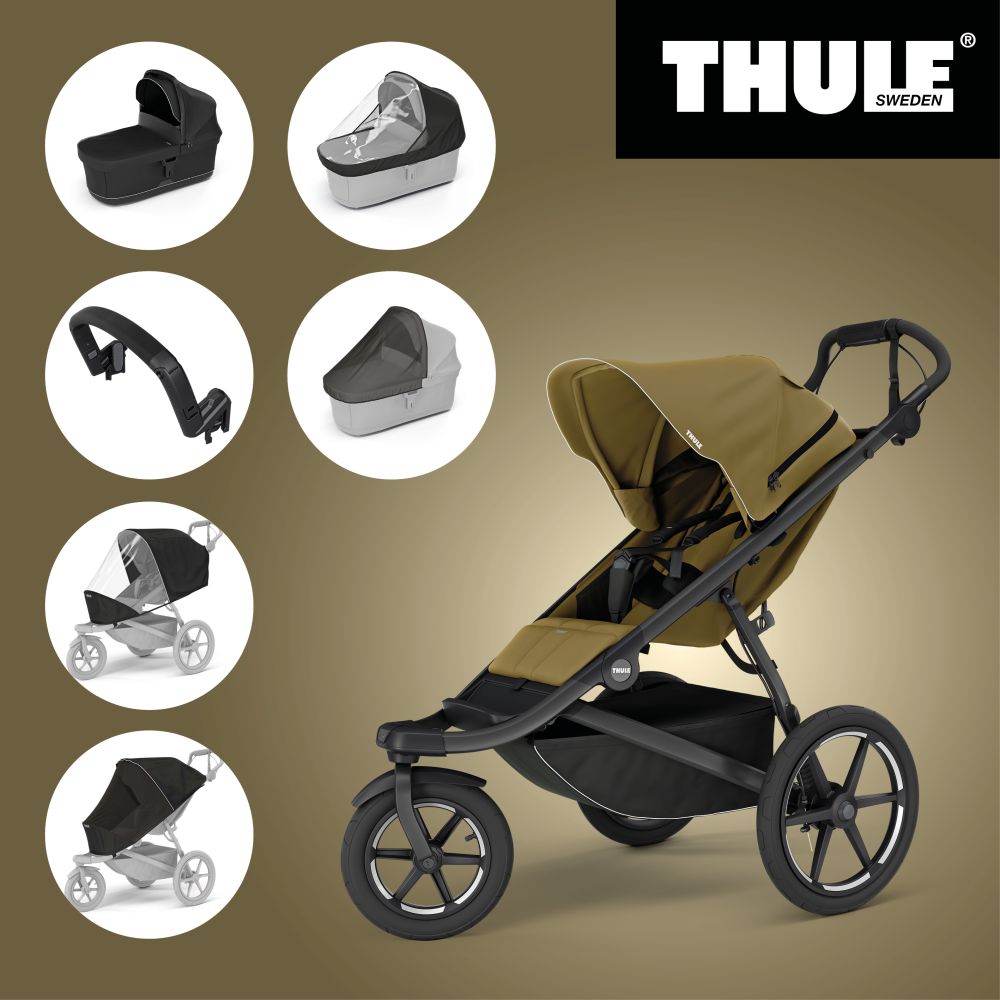 Akční set THULE URBAN GLIDE 3 NUTRIA GREEN SINGLE  + Korba + Madlo + Pláštěnky +Moskytiery - 1