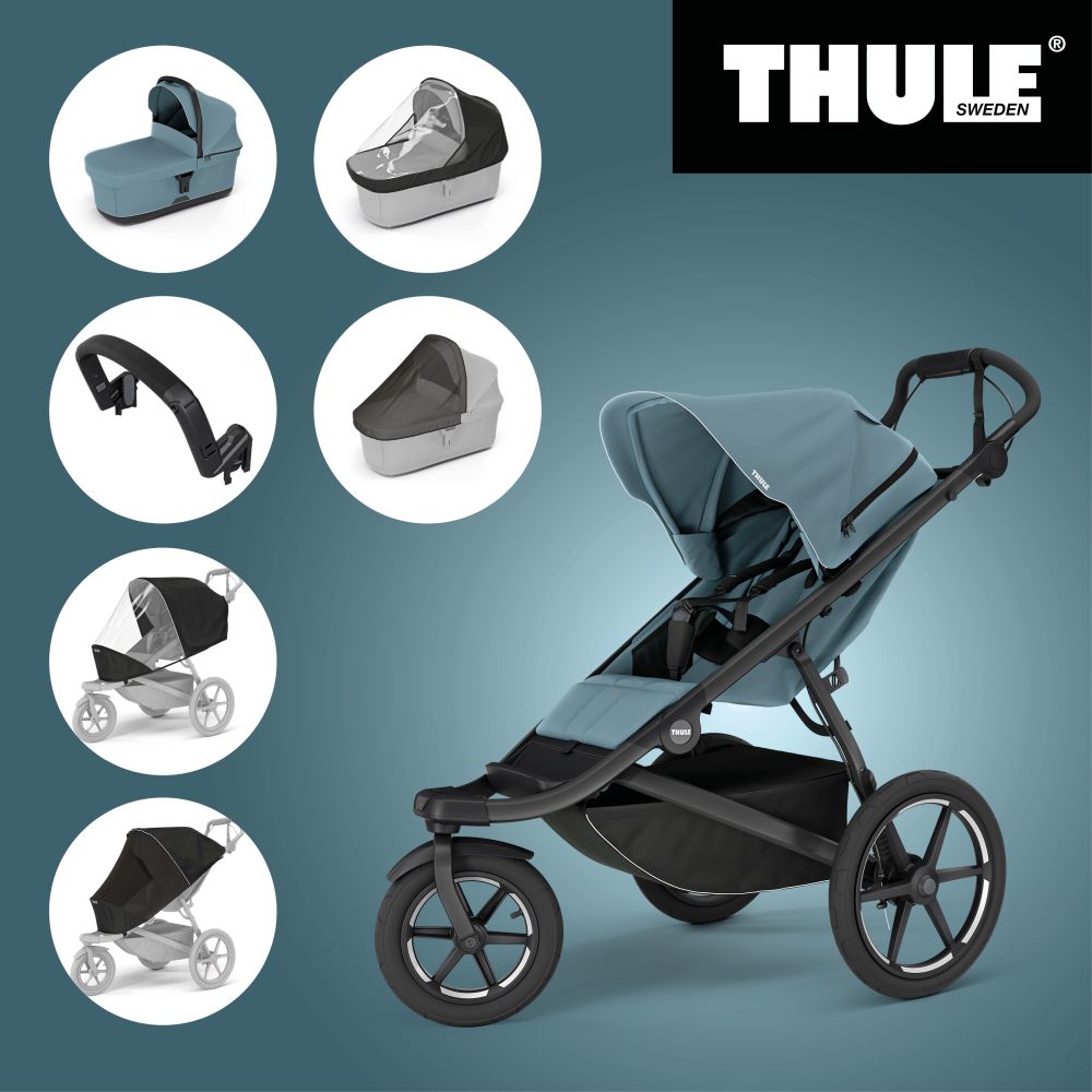 Akční set THULE URBAN GLIDE 3 MID BLUE SINGLE + Korba + Madlo + Pláštěnky + Moskytiery - 1